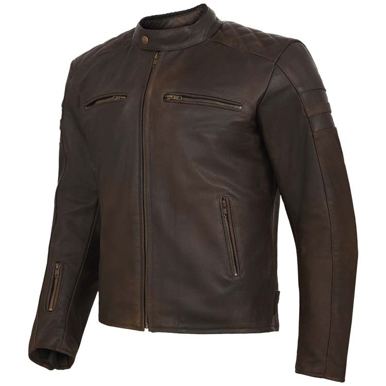 QURESHI SAMPS ARTICLE #5090 Classic Brown Leather Biker Jacket