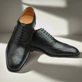 QURESHI SAMPS ARTICLE #5096  Men's Oxfords Shoes Classic Square Toe Leather Shoes For Men Lace up Dress Shoes black.