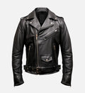 QURESHI SAMPS ARTICLE #5089 Classic Black Biker Leather Jacket